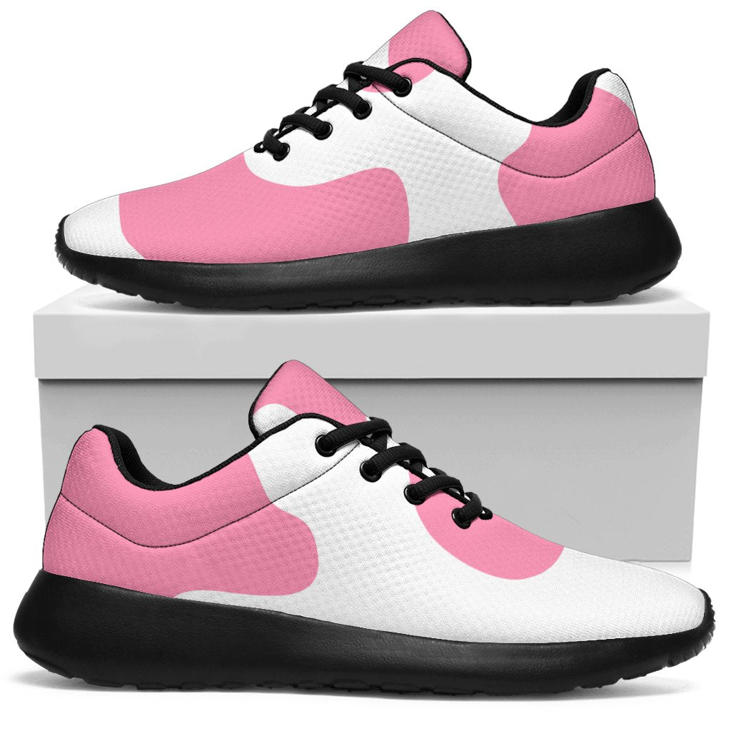 Pastel Pink And White Cow Print Sport Shoes GearFrost