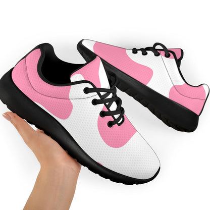 Pastel Pink And White Cow Print Sport Shoes GearFrost