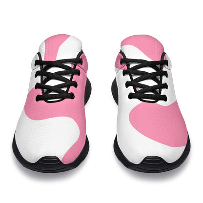 Pastel Pink And White Cow Print Sport Shoes GearFrost