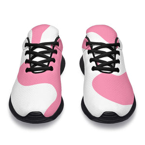 Pastel Pink And White Cow Print Sport Shoes GearFrost