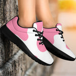 Pastel Pink And White Cow Print Sport Shoes GearFrost