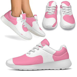 Pastel Pink And White Cow Print Sport Shoes GearFrost