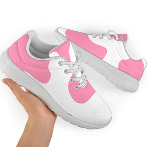 Pastel Pink And White Cow Print Sport Shoes GearFrost