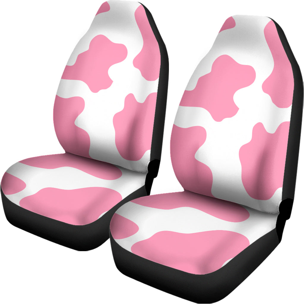 Pastel Pink And White Cow Print Universal Fit Car Seat Covers