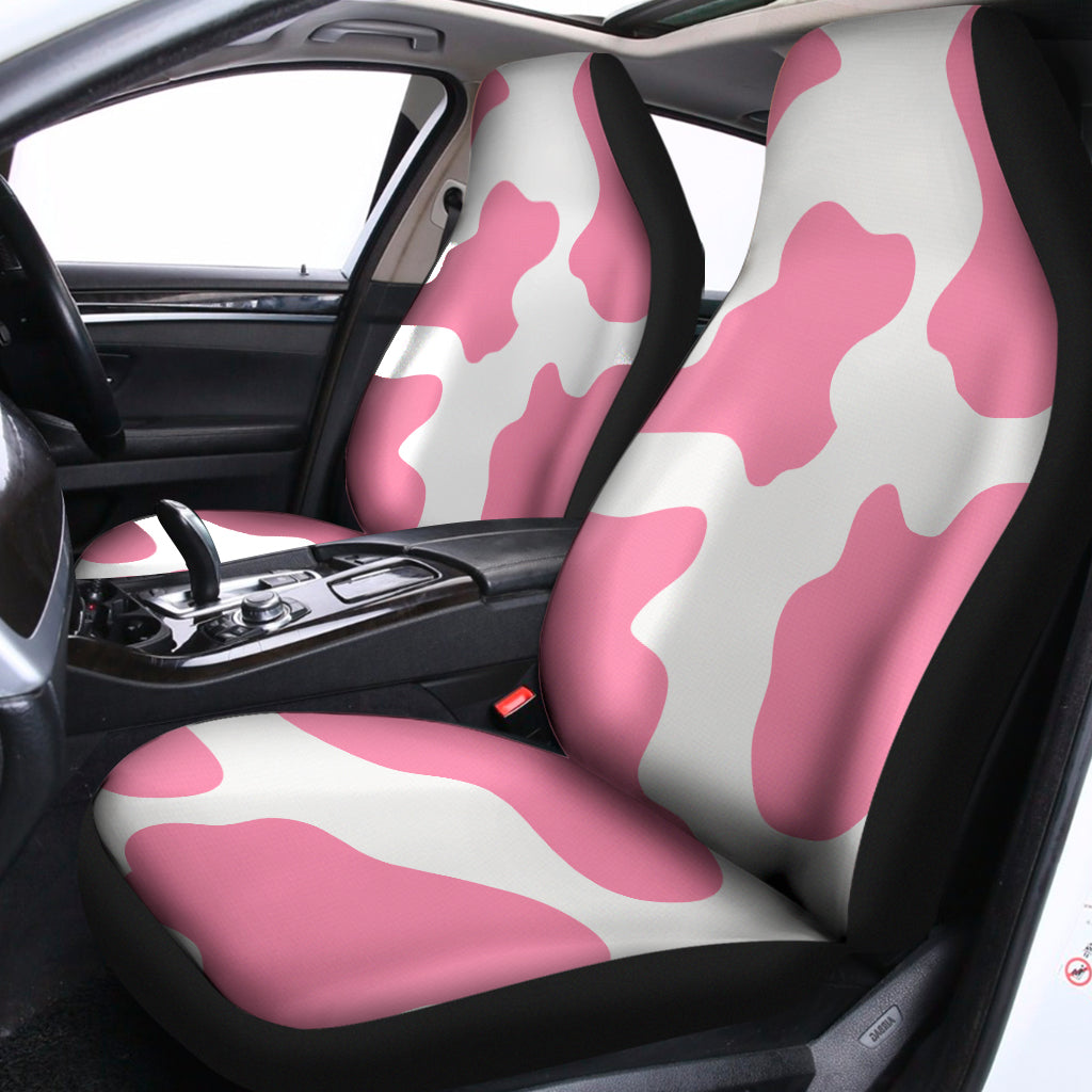 Pastel Pink And White Cow Print Universal Fit Car Seat Covers