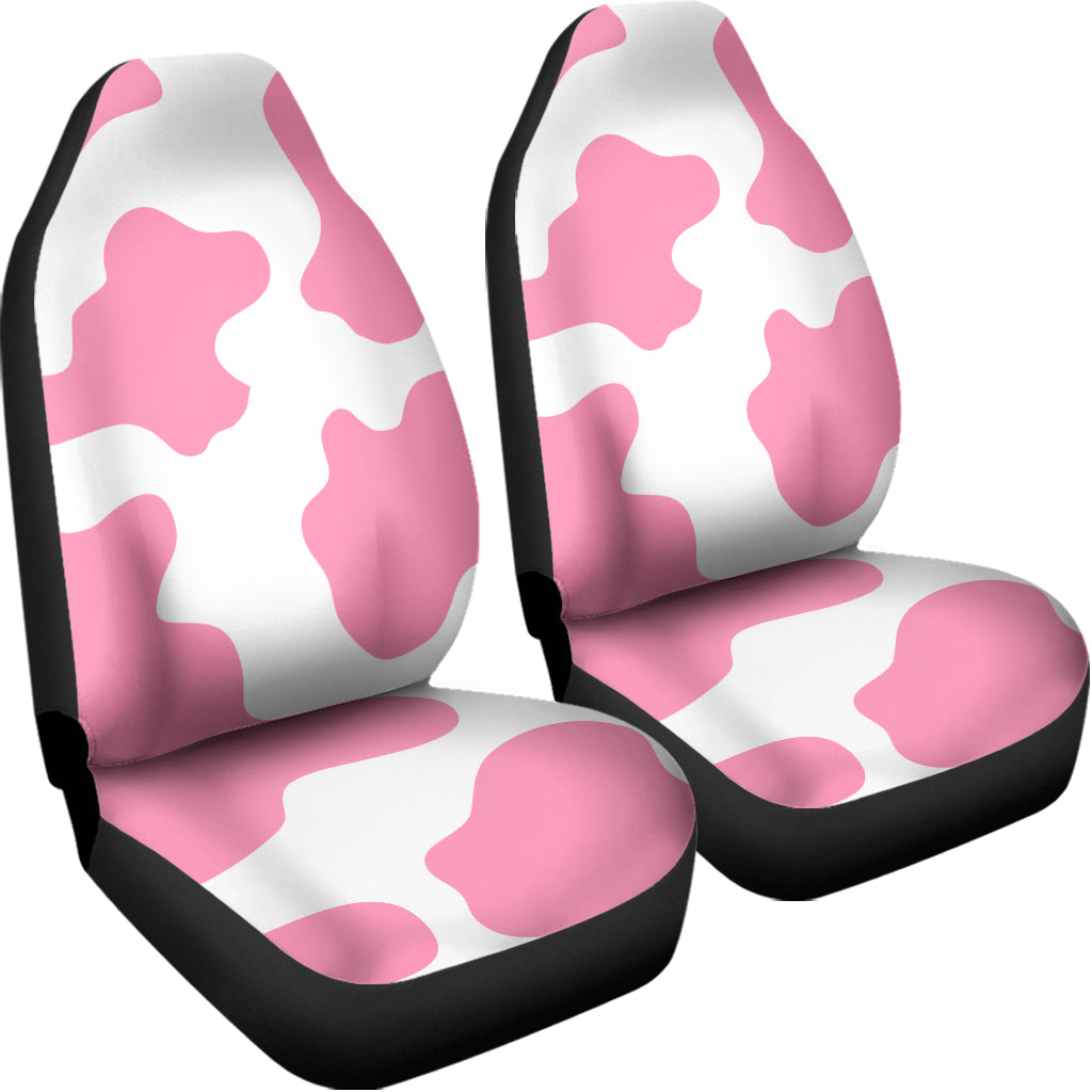 Pastel Pink And White Cow Print Universal Fit Car Seat Covers