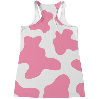 Pastel Pink And White Cow Print Women's Racerback Tank Top