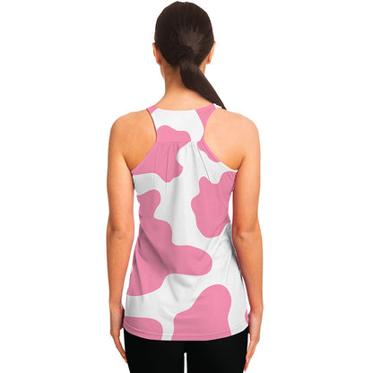 Pastel Pink And White Cow Print Women's Racerback Tank Top
