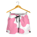 Pastel Pink And White Cow Print Women's Shorts