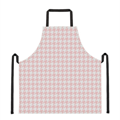 Pastel Pink And White Houndstooth Print Apron