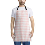 Pastel Pink And White Houndstooth Print Apron