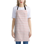 Pastel Pink And White Houndstooth Print Apron
