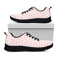 Pastel Pink And White Houndstooth Print Black Running Shoes