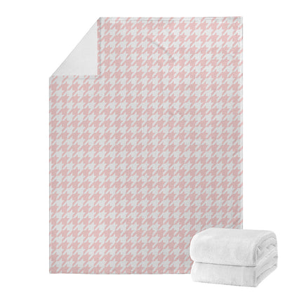 Pastel Pink And White Houndstooth Print Blanket