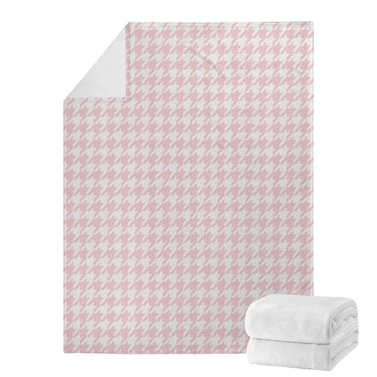 Pastel Pink And White Houndstooth Print Blanket