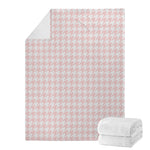Pastel Pink And White Houndstooth Print Blanket