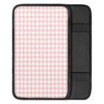 Pastel Pink And White Houndstooth Print Car Center Console Cover