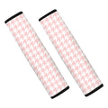 Pastel Pink And White Houndstooth Print Car Seat Belt Covers