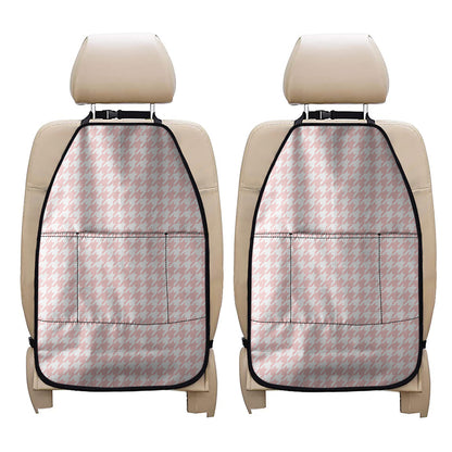 Pastel Pink And White Houndstooth Print Car Seat Organizers
