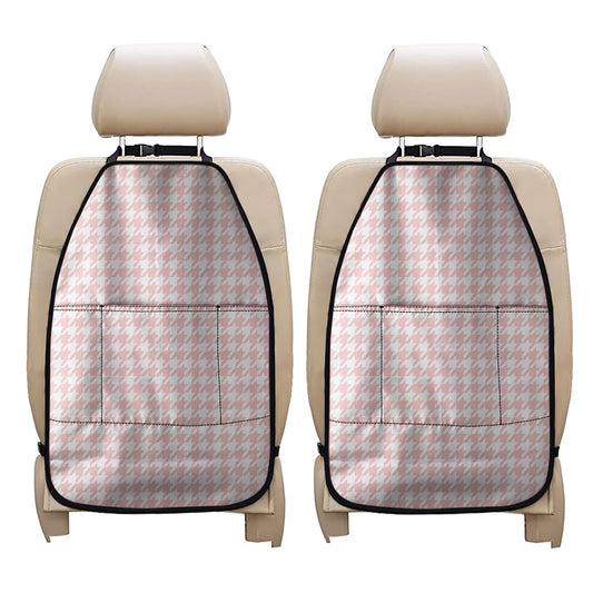 Pastel Pink And White Houndstooth Print Car Seat Organizers