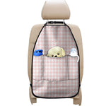 Pastel Pink And White Houndstooth Print Car Seat Organizers