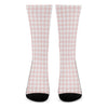 Pastel Pink And White Houndstooth Print Crew Socks