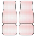 Pastel Pink And White Houndstooth Print Front and Back Car Floor Mats