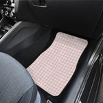 Pastel Pink And White Houndstooth Print Front Car Floor Mats