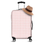 Pastel Pink And White Houndstooth Print Luggage Cover