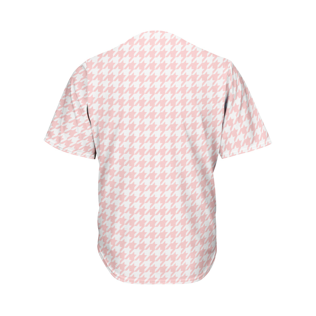 Pastel Pink And White Houndstooth Print Men's Baseball Jersey
