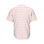 Pastel Pink And White Houndstooth Print Men's Baseball Jersey