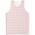 Pastel Pink And White Houndstooth Print Men's Tank Top