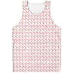 Pastel Pink And White Houndstooth Print Men's Tank Top