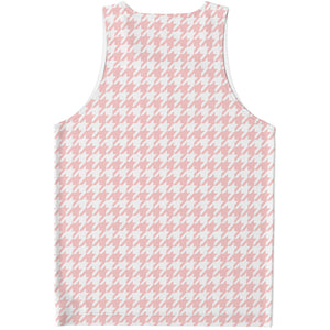 Pastel Pink And White Houndstooth Print Men's Tank Top