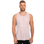 Pastel Pink And White Houndstooth Print Men's Tank Top