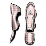 Pastel Pink And White Houndstooth Print Muay Thai Shin Guard