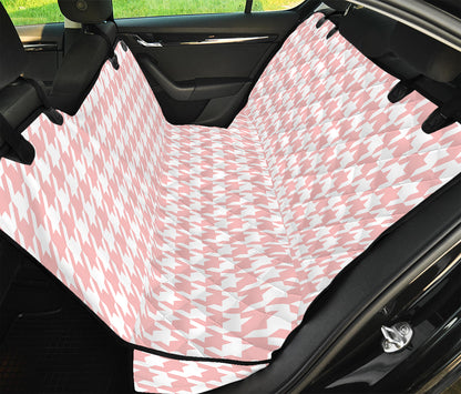 Pastel Pink And White Houndstooth Print Pet Car Back Seat Cover