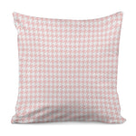 Pastel Pink And White Houndstooth Print Pillow Cover