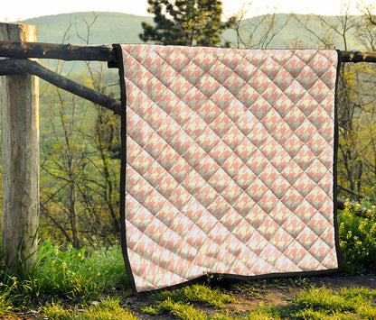 Pastel Pink And White Houndstooth Print Quilt