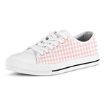 Pastel Pink And White Houndstooth Print White Low Top Shoes