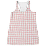 Pastel Pink And White Houndstooth Print Women's Racerback Tank Top