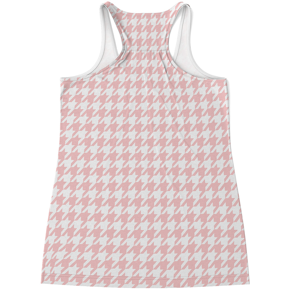 Pastel Pink And White Houndstooth Print Women's Racerback Tank Top