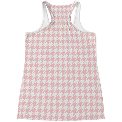Pastel Pink And White Houndstooth Print Women's Racerback Tank Top