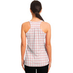 Pastel Pink And White Houndstooth Print Women's Racerback Tank Top