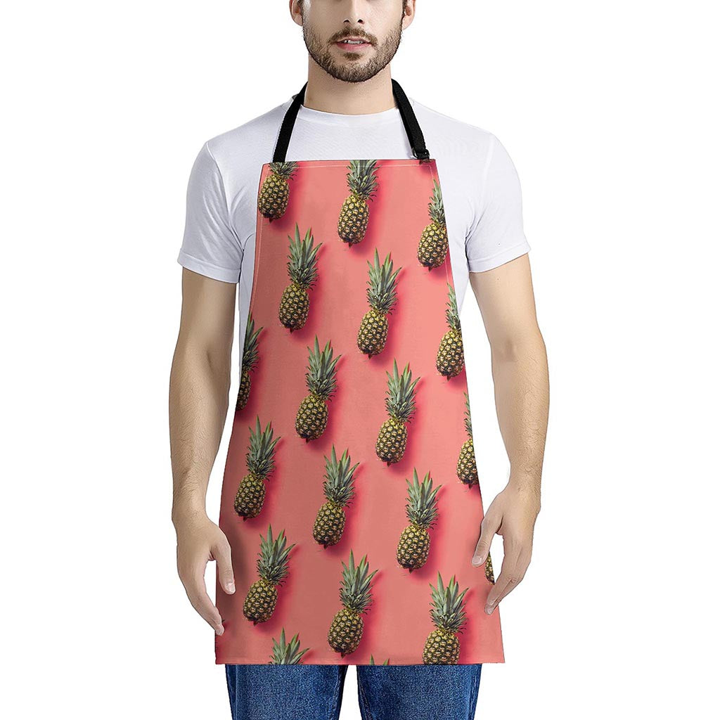 Pastel Pink Pineapple Pattern Print Apron