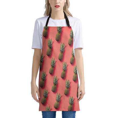 Pastel Pink Pineapple Pattern Print Apron