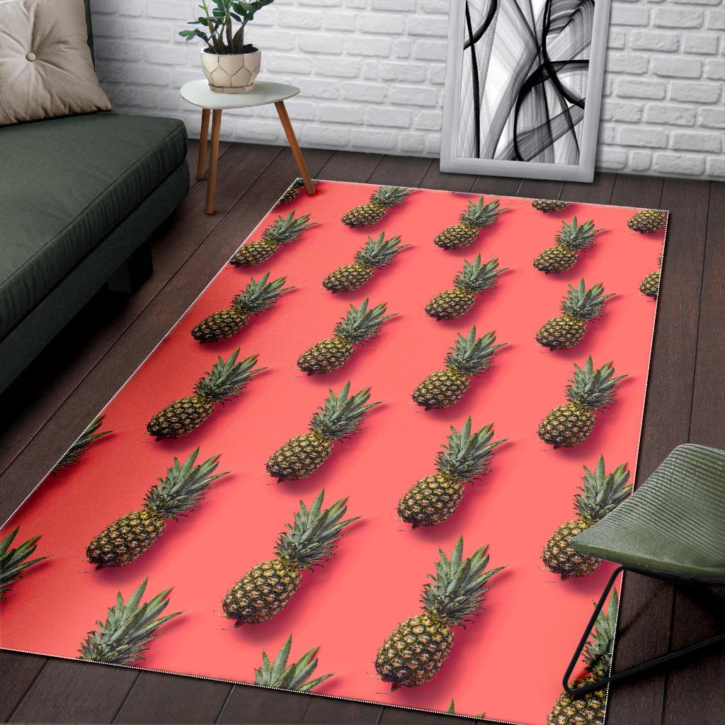 Pastel Pink Pineapple Pattern Print Area Rug GearFrost