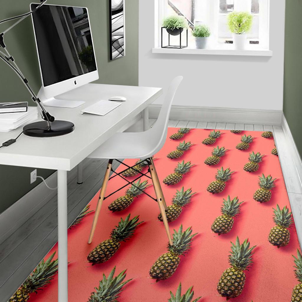 Pastel Pink Pineapple Pattern Print Area Rug GearFrost
