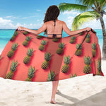 Pastel Pink Pineapple Pattern Print Beach Sarong Wrap