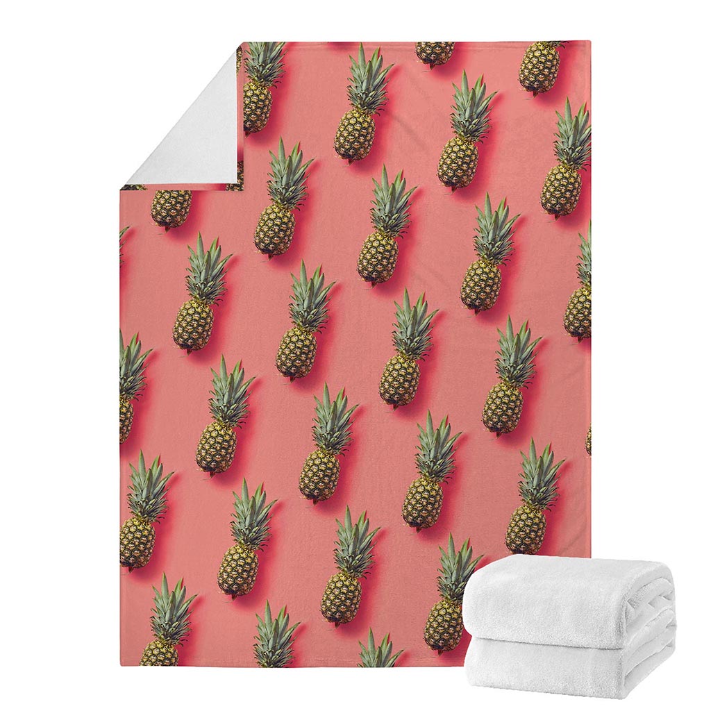 Pastel Pink Pineapple Pattern Print Blanket
